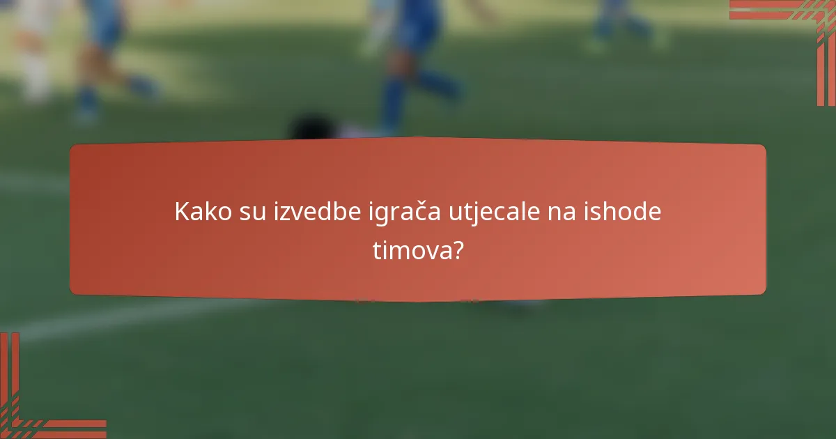Kako su izvedbe igrača utjecale na ishode timova?