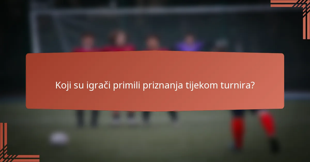 Koji su igrači primili priznanja tijekom turnira?